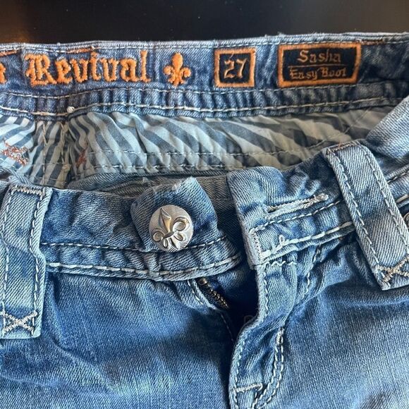 Rock Revival Sasha Thich Stitch Embellished Boot Cut Jeans Sz 27 - Picture 9 of 12